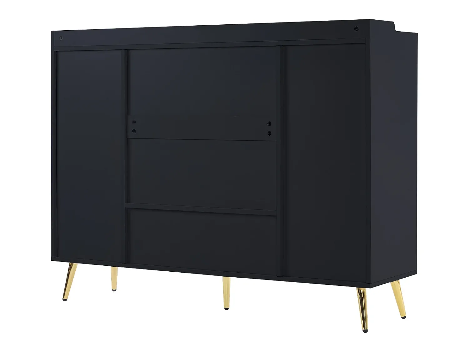 Discount Hauss Spole Sapateira preta com 2 gavetas e 4 portas, pés em metal 130x37x100cm Preto