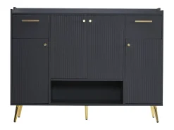 Discount Hauss Spole Sapateira preta com 2 gavetas e 4 portas, pés em metal 130x37x100cm Preto