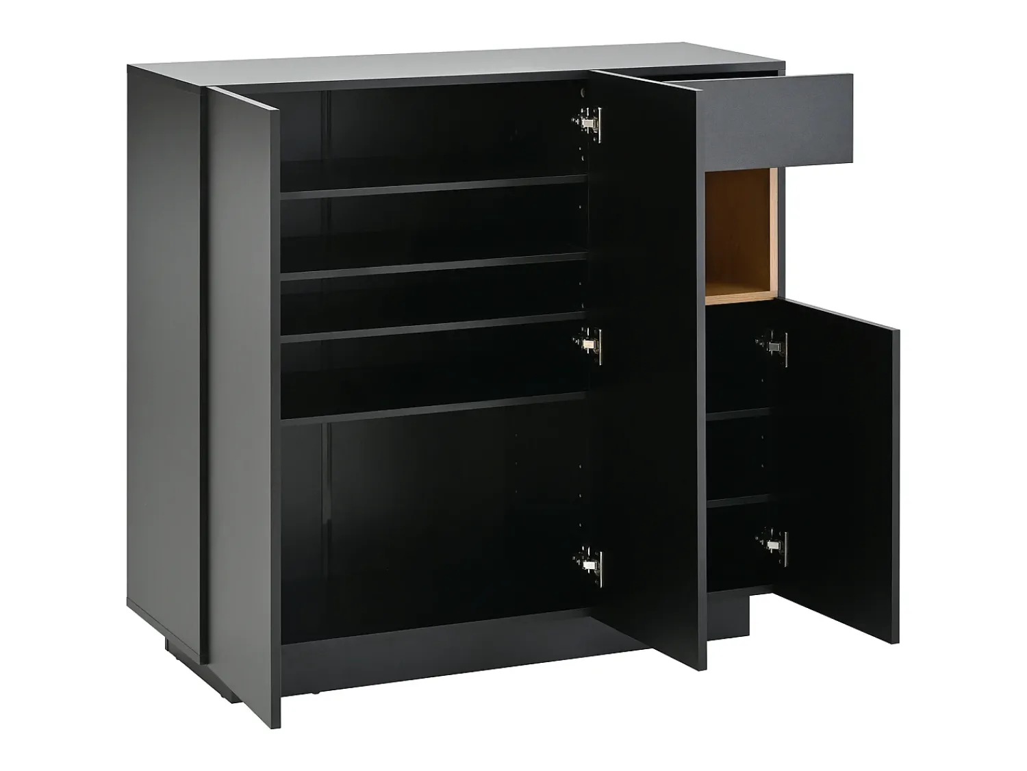 Móvel De Arrumação|Sapateira| Sapateira preta com iluminação LED - Sapateira com 3 portas e 1 gaveta - prateleiras ajustáveis Preto