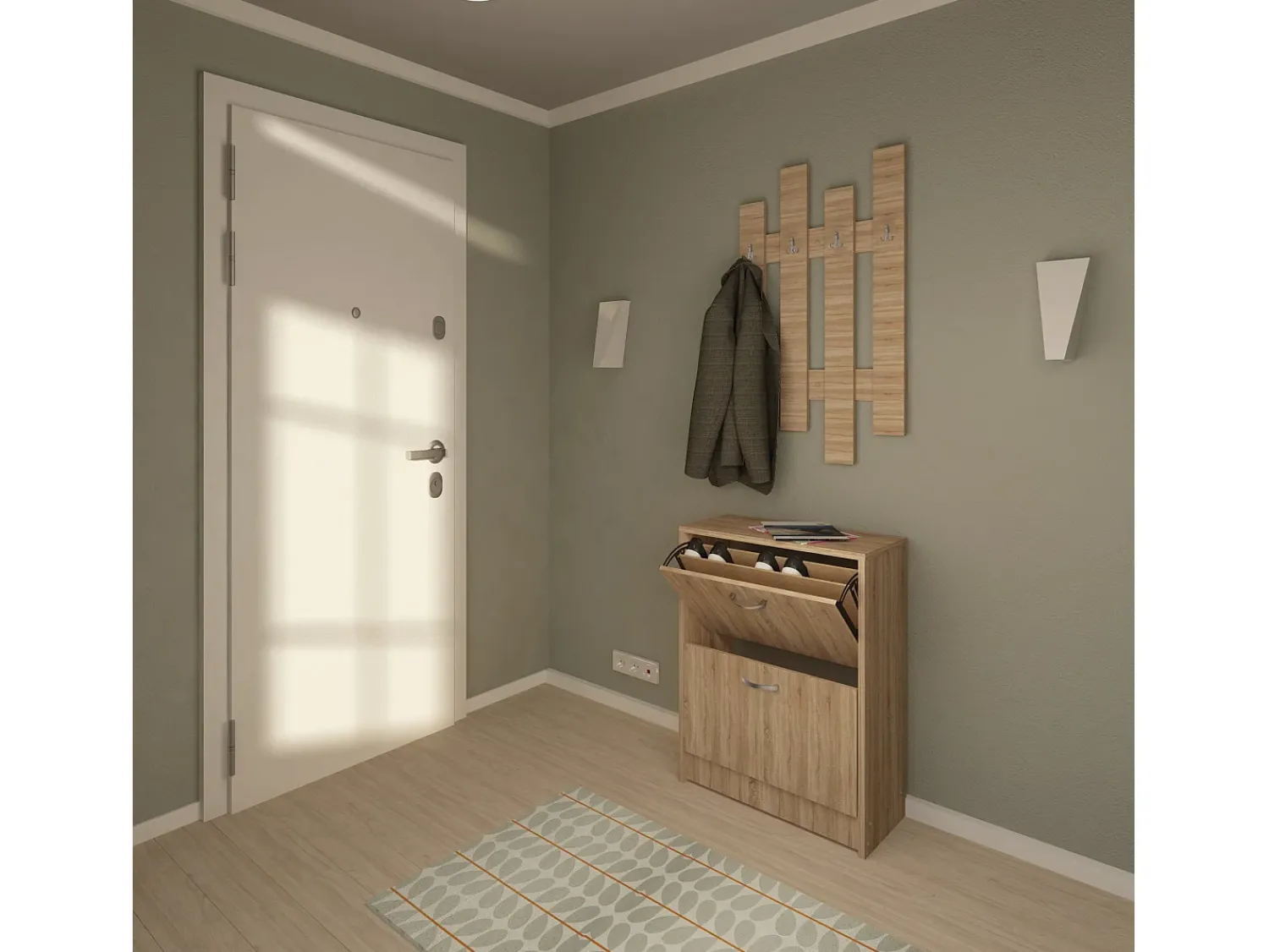 Sapateira Rin, 2 portas, carvalho Sonoma, 63 x 30 x 85 cm^ Móvel De Arrumação|Sapateira