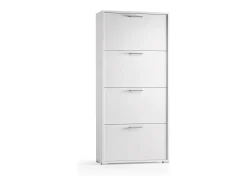 Discount Dmora Sapateira Rosa, Móvel de entrada multiuso com 4 portas sanfonadas, Sapateira de dupla profundidade, 100% Fabricado na Itália, 67x28h147 cm, Branco