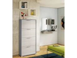 Dmora Sapateira rosa, Móvel de entrada multiuso com 4 portas sanfonadas, Sapateira de dupla profundidade, 100% Fabricado na Itália, 67x28h147 cm, Lariço^ Móvel De Arrumação|Sapateira