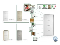 Dmora Sapateira Rosa, Móvel de entrada multiuso com 4 portas sanfonadas, Sapateira de dupla profundidade, 100% Fabricado na Itália, 67x28h147 cm, e Olmo^ Móvel De Arrumação|Sapateira
