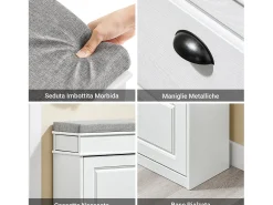 Online Sobuy Sapateira Banco de Entrada Envelhecido, Ajustável para Espaços Estreitos Branco