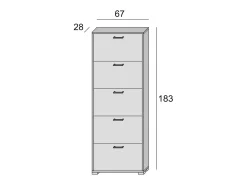 Dmora Sapateira Surfinia, Móvel de entrada multiuso com 5 portas sanfonadas, Sapateira de dupla profundidade, 100% Fabricado na Itália, 67x28h183 cm, Larício^ Móvel De Arrumação|Sapateira