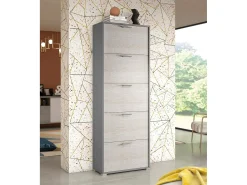 Dmora Sapateira Surfinia, Móvel de entrada multiuso com 5 portas sanfonadas, Sapateira de dupla profundidade, 100% Fabricado na Itália, 67x28h183 cm, Larício^ Móvel De Arrumação|Sapateira