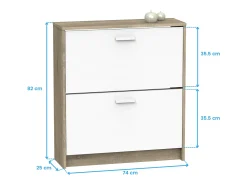 Sapateira Tibete de 2 portas, carvalho cambriano, , 74 cm Branco
