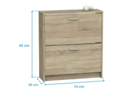 Sale Sapateira Tibete de 2 portas, suspensa para hall, carvalho cambriano, 82x74x25 cm Castanho