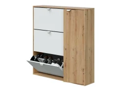 Dmora Sapateira Tok, sapateira de entrada com 4 portas, sapateira que economiza espaço, 105x24h112 cm, e Carvalho^ Móvel De Arrumação|Sapateira