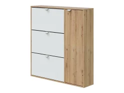 Dmora Sapateira Tok, sapateira de entrada com 4 portas, sapateira que economiza espaço, 105x24h112 cm, e Carvalho^ Móvel De Arrumação|Sapateira