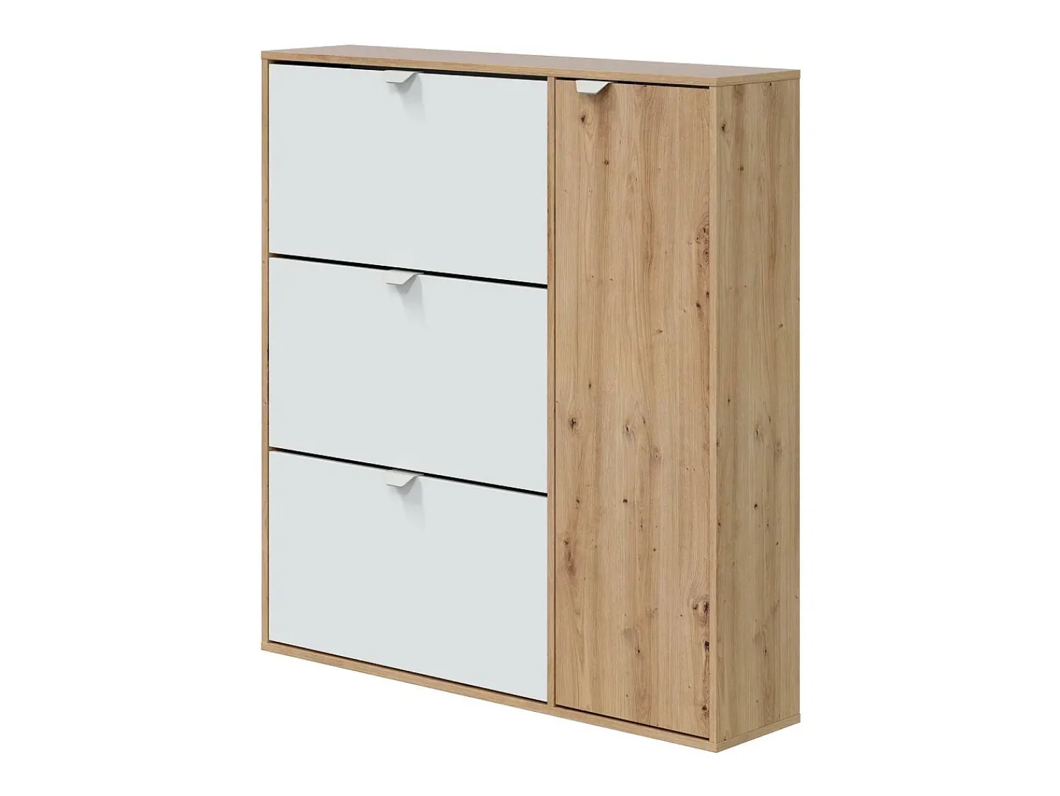Dmora Sapateira Tok, sapateira de entrada com 4 portas, sapateira que economiza espaço, 105x24h112 cm, e Carvalho^ Móvel De Arrumação|Sapateira
