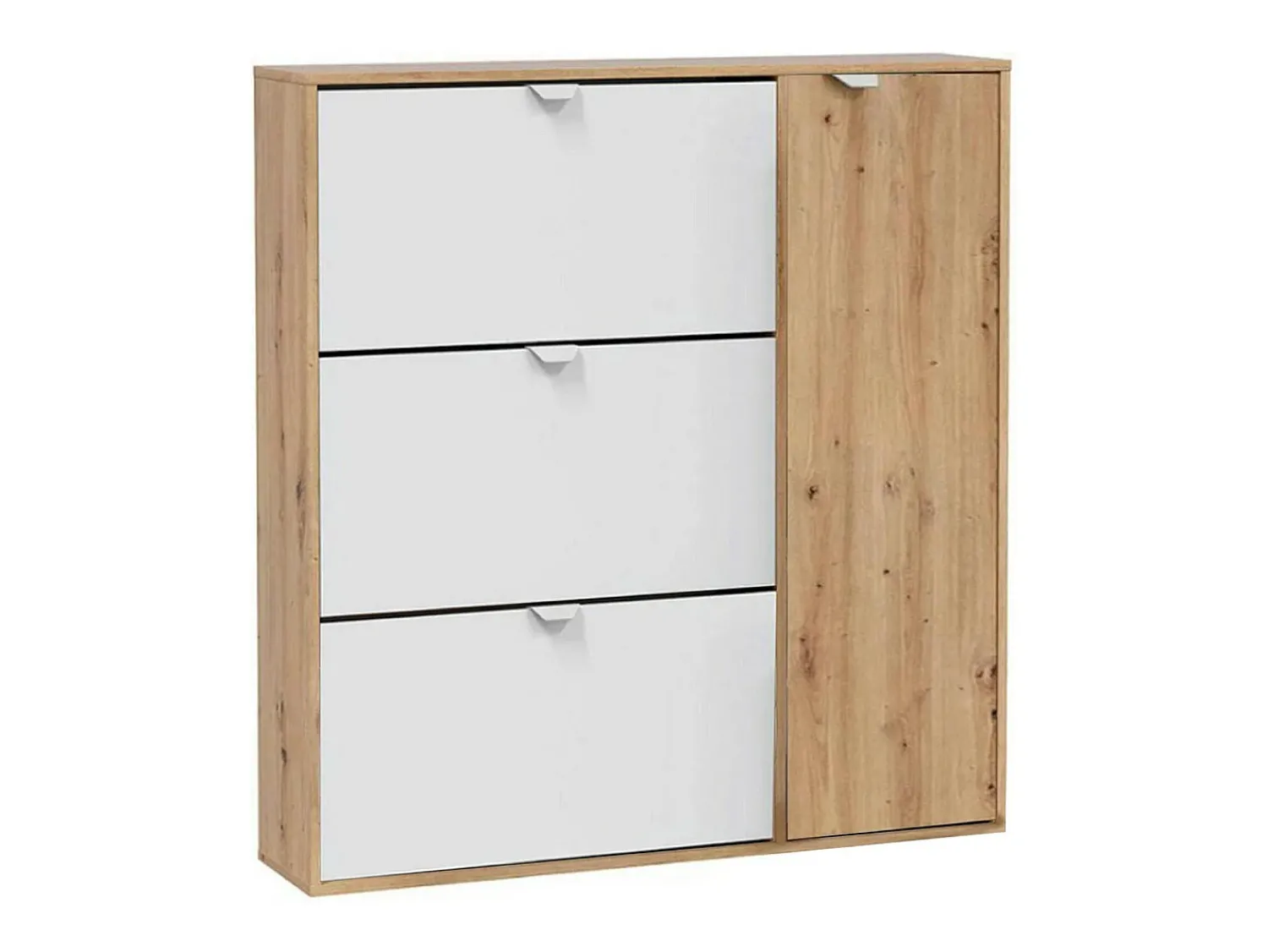Dmora Sapateira Tok, sapateira de entrada com 4 portas, sapateira que economiza espaço, 105x24h112 cm, e Carvalho^ Móvel De Arrumação|Sapateira