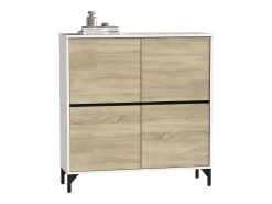 Móvel De Arrumação|Sapateira* Sapateira Tokio 4 Portas 5 Prateleiras Carvalho Fosco 101 cm Branco