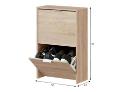 Móvel De Arrumação|Sapateira*Dmora Sapateira Valdosta, Sapateira economizadora de espaço com 2 portas, Sapateira de entrada, Armário sapateira, 50x22h76 cm, Carvalho Castanho