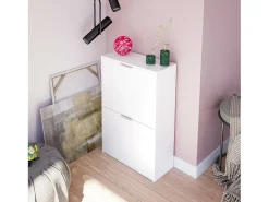 Dmora Sapateira Valdosta, Sapateira economizadora de espaço com 2 portas, Sapateira de entrada, Armário sapateira, 50x22h76 cm,^ Móvel De Arrumação|Sapateira