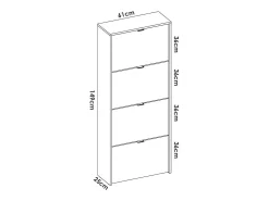 Dmora Sapateira Vettore, sapateira de entrada que economiza espaço, sapateira com 4 portas dobráveis, 61x25h149 cm, carvalho^ Móvel De Arrumação|Sapateira