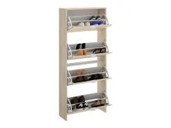 Dmora Sapateira Vettore, sapateira de entrada que economiza espaço, sapateira com 4 portas dobráveis, 61x25h149 cm, carvalho^ Móvel De Arrumação|Sapateira