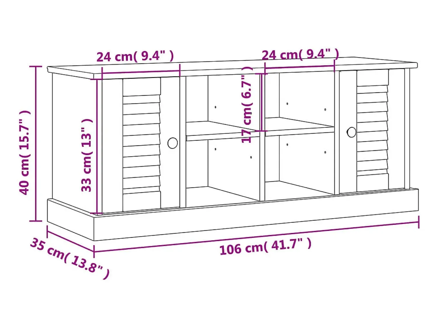 Best vidaxl Sapateira VIGO 106x35x45 cm madeira de pinho maciça Castanho