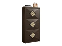 Discount Merax Sapateira vintage com decoração em rattan - 54 x 25 x 115 cm - com 3 compartimentos basculantes - aglomerado - cor natural escura Natural escuro
