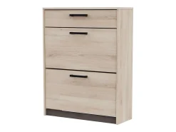 Móvel De Arrumação|Sapateira* Sapateira Watson com 2 portas dobráveis em Waterford e carvalho Kronberge, 79,6 x 102,4 x 29,4 cm Preto