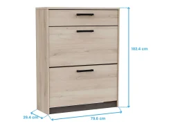 Móvel De Arrumação|Sapateira* Sapateira Watson com 2 portas dobráveis ​​em Waterford e carvalho Kronberge, 79,6 x 102,4 x 29,4 cm Preto