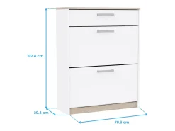 Móvel De Arrumação|Sapateira* Sapateira Watson Hallway 2 portas 1 gaveta fosco e carvalho Kronberg 79,6x102,4x29 cm Branco