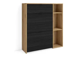 Móvel De Arrumação|Sapateira|Skraut Home Sapateira, 90x102x27 cm, 10 pares de sapatos, Hall de entrada, Carvalho e preto Bege