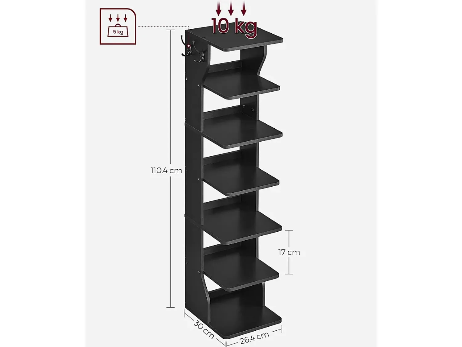 Móvel De Arrumação|Sapateira* Sapateira 26,4x30x110,4 cm preta, sapateira fina Preto