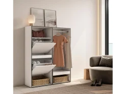 Móvel De Arrumação|Sapateira*Skraut Home Sapateira, 120x35x145cm, Para quarto, dormitório, Roupeiro aberto, Branco
