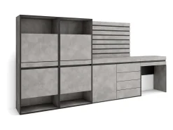 Skraut Home Sapateira, 297x35x145cm, Para quarto, dormitório, Cómoda, Tiras Deco. Madeira, Toucador, Cimento^ Móvel De Arrumação|Sapateira