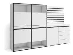 Móvel De Arrumação|Sapateira*Skraut Home Sapateira, 227x35x145cm, Para quarto, dormitório, Cómoda, Tiras Deco. Madeira, Branco