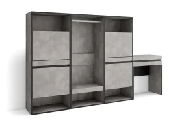 Móvel De Arrumação|Sapateira*Skraut Home Sapateira, 250x35x145cm, Para quarto, dormitório, Roupeiro aberto, Toucador, Cimento Cinzento