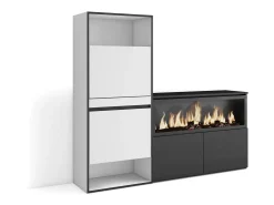Móvel De Arrumação|Sapateira|Skraut Home Sapateira, 167x35x145cm, Para quarto, dormitório, Lareira eléctrica XXL, Branco