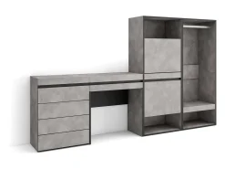 Móvel De Arrumação|Sapateira*Skraut Home Sapateira, 247x35x145cm, Para quarto, dormitório, Roupeiro aberto, Cómoda, Toucador, Cimento Cinzento