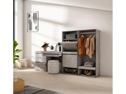 Móvel De Arrumação|Sapateira*Skraut Home Sapateira, 247x35x145cm, Para quarto, dormitório, Roupeiro aberto, Cómoda, Toucador, Cimento Cinzento