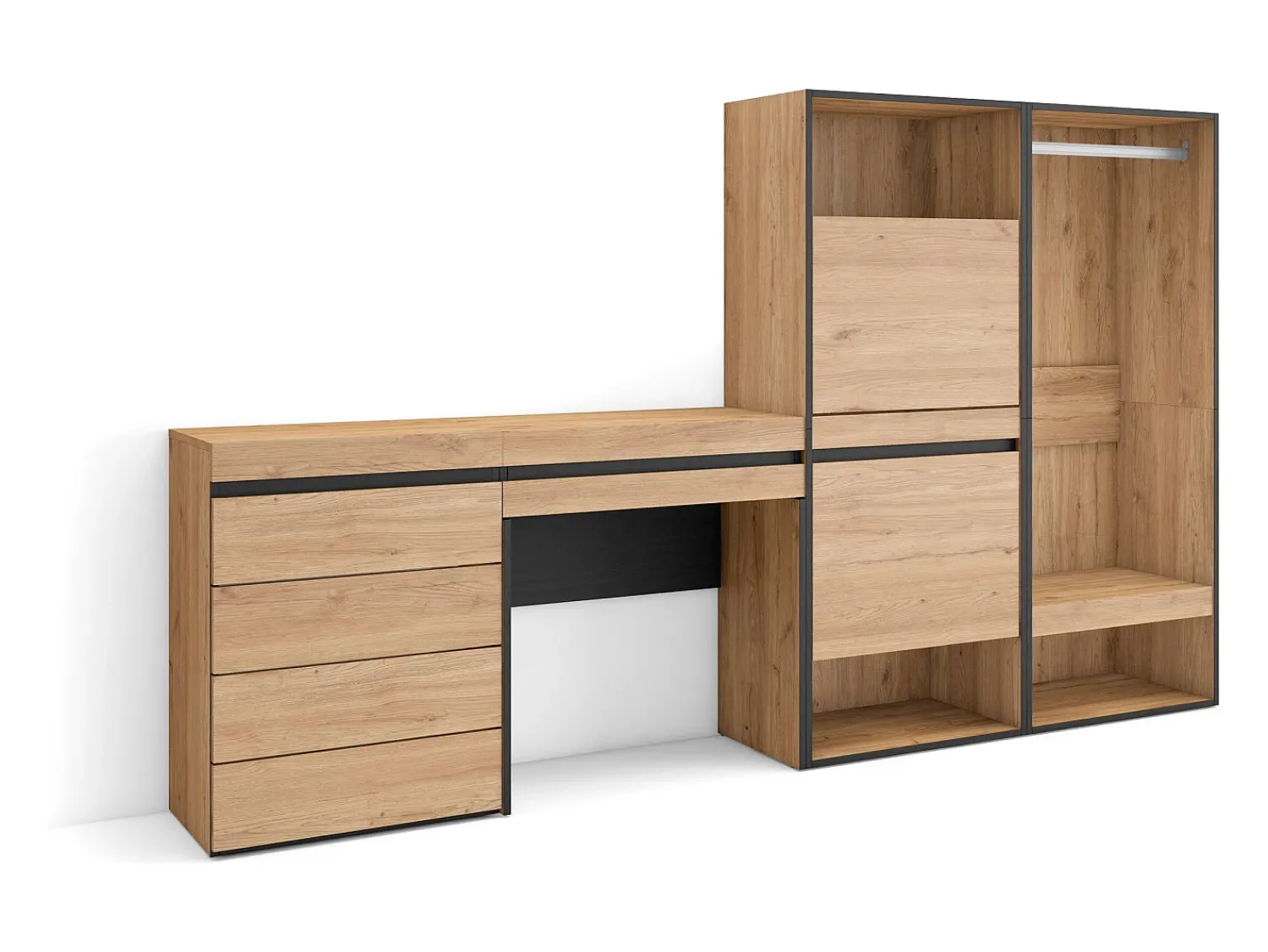 Skraut Home Sapateira, 247x35x145cm, Para quarto, dormitório, Roupeiro aberto, Cómoda, Toucador, Carvalho^ Móvel De Arrumação|Sapateira
