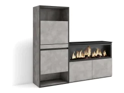 Skraut Home Sapateira, 167x35x145cm, Para quarto, dormitório, Lareira eléctrica XXL, Cimento^ Móvel De Arrumação|Sapateira