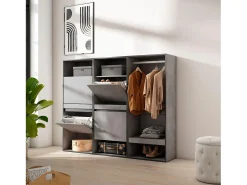 Skraut Home Sapateira, 180x35x145cm, Para quarto, dormitório, Roupeiro aberto, Cimento^ Móvel De Arrumação|Sapateira