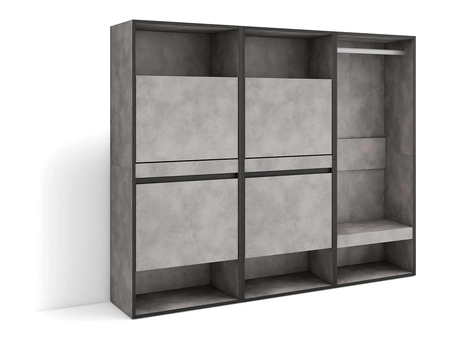 Skraut Home Sapateira, 180x35x145cm, Para quarto, dormitório, Roupeiro aberto, Cimento^ Móvel De Arrumação|Sapateira