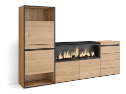 Skraut Home Sapateira, 224x35x145cm, Para quarto, dormitório, Lareira eléctrica XXL, Cómoda, Carvalho^ Móvel De Arrumação|Sapateira