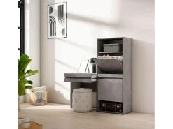 Móvel De Arrumação|Sapateira*Skraut Home Sapateira, 130x35x145cm, Para quarto, dormitório, Toucador, Cimento Cinzento