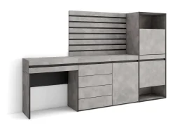 Móvel De Arrumação|Sapateira|Skraut Home Sapateira, 237x35x145cm, Para quarto, dormitório, Cómoda, Tiras Deco. Madeira, Toucador, Cimento Cinzento
