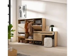 Móvel De Arrumação|Sapateira*Skraut Home Sapateira, 250x35x145cm, Para quarto, dormitório, Roupeiro aberto, Toucador, Carvalho Natural claro