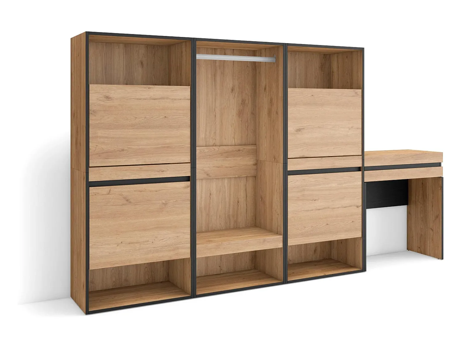 Móvel De Arrumação|Sapateira*Skraut Home Sapateira, 250x35x145cm, Para quarto, dormitório, Roupeiro aberto, Toucador, Carvalho Natural claro