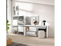 Skraut Home Sapateira, 297x35x145cm, Para quarto, dormitório, Cómoda, Tiras Deco. Madeira, Toucador,^ Móvel De Arrumação|Sapateira