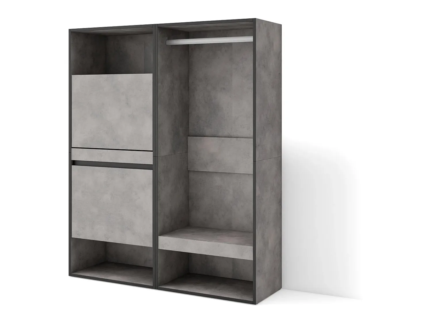 Móvel De Arrumação|Sapateira|Skraut Home Sapateira, 120x35x145cm, Para quarto, dormitório, Roupeiro aberto, Cimento Cinzento