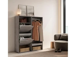 Móvel De Arrumação|Sapateira|Skraut Home Sapateira, 120x35x145cm, Para quarto, dormitório, Roupeiro aberto, Cimento Cinzento