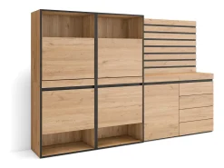 Móvel De Arrumação|Sapateira|Skraut Home Sapateira, 227x35x145cm, Para quarto, dormitório, Cómoda, Tiras Deco. Madeira, Carvalho Natural claro