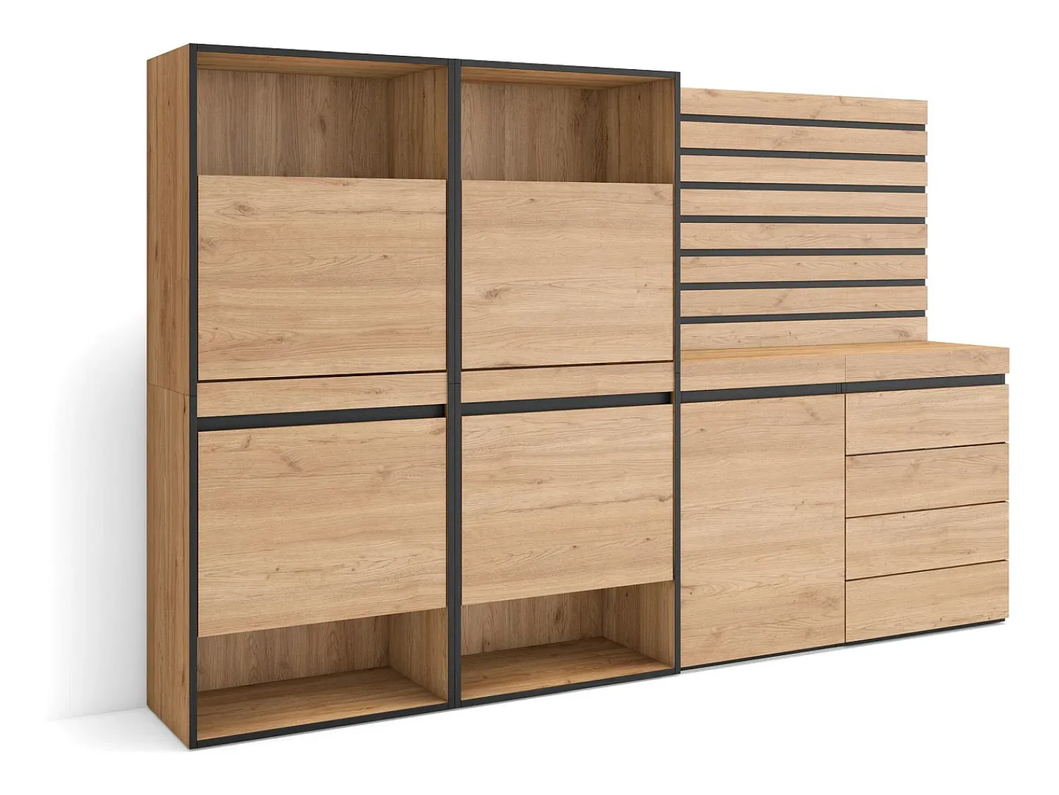 Móvel De Arrumação|Sapateira|Skraut Home Sapateira, 227x35x145cm, Para quarto, dormitório, Cómoda, Tiras Deco. Madeira, Carvalho Natural claro
