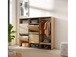 Móvel De Arrumação|Sapateira*Skraut Home Sapateira, 180x35x145cm, Para quarto, dormitório, Roupeiro aberto, Carvalho Natural claro